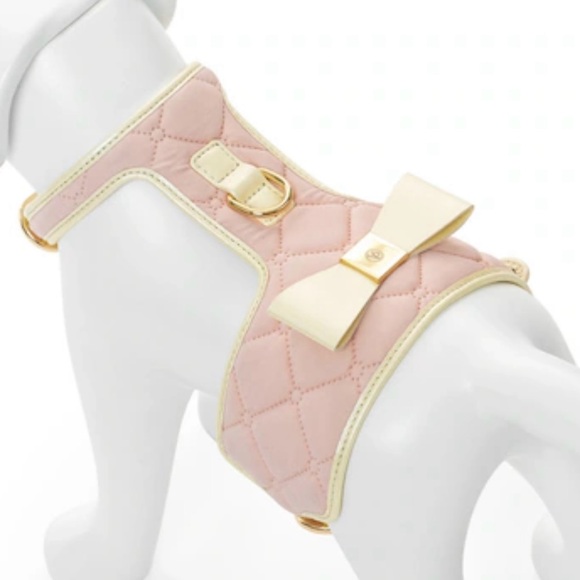 VANDERPUMP Pets NWT Puppy Pink Quilted Dog Harness With Bow - Picture 2 of 9